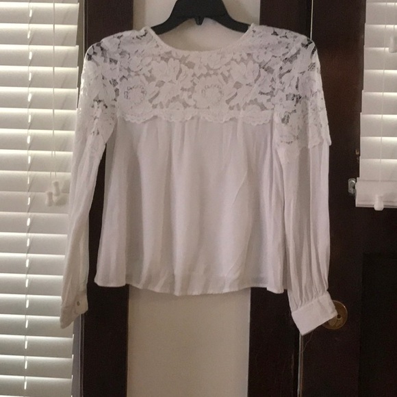 H&M Tops - White Long sleeve laced detail blouse